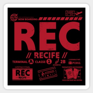 Vintage Recife REC Airport Code Travel Day Retro Travel Tag B Sticker